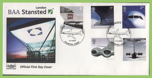 G.B. 2002 Airliners set on Havering (White) First Day Cover, Stanstead Essex