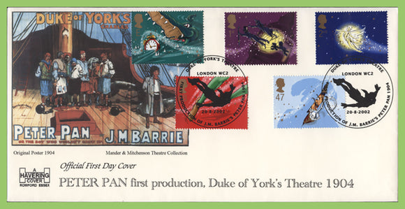 G.B. 2002 Peter Pan set on Official Havering First Day Cover, London WC2