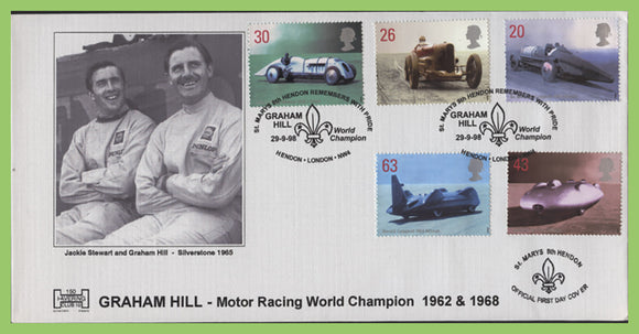G.B. 1998 Speed set Club 150 Graham Hill Havering First Day Cover, Hendon London NW4