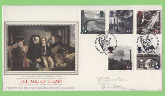 G.B. 1994 Age of Steam set on PPS silk First Day Cover, Derby