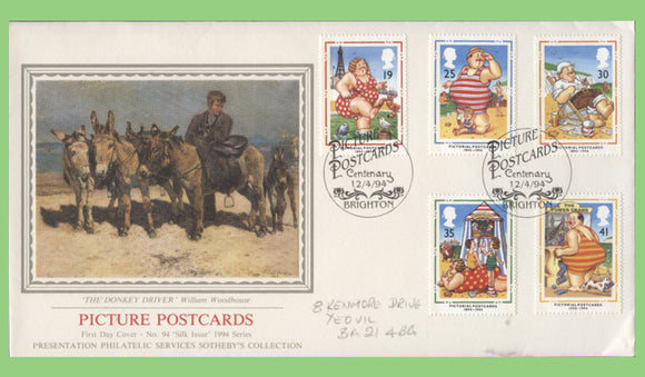 G.B. 1994 Pictorial Postcards set on PPS silk First Day Cover, Brighton