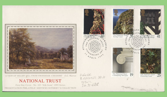 G.B. 1995 National Trust set on PPS Silk First Day Cover, Shrewsbury