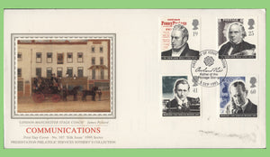 G.B. 1995 Communications set on PPS silk First Day Cover, London