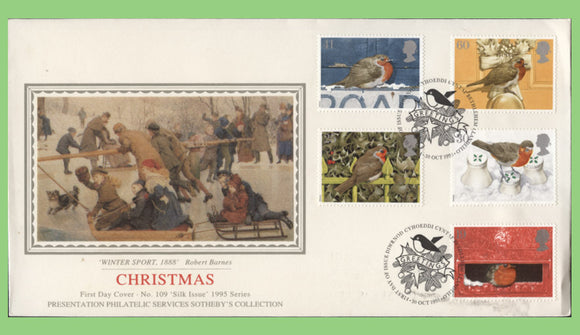 G.B. 1995 Christmas set on PPS silk First Day Cover, Bethlehem