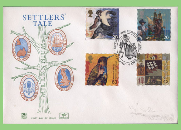 G.B. 1999 Settlers Tale on Stuart First Day Cover, Plymouth