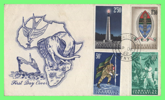 Tanganyika 1962 Independence set First Day Cover, Kenya post mark