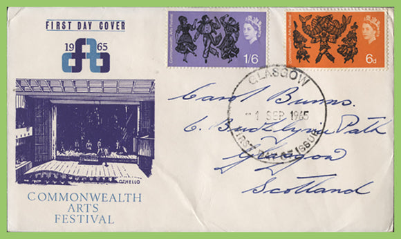 G.B. 1965 Commonwealth Arts Festival phosphor set First Day Cover, Glasgow