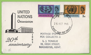 G.B. 1965 U.N. & I.C.Y. phosphor set on First Day Cover, London WC