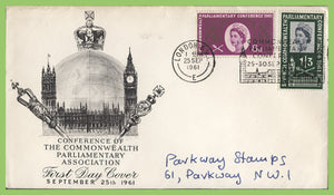 G.B. 1961 Commonwealth Parliamentary Conference set on First Day Cover, London Slogan