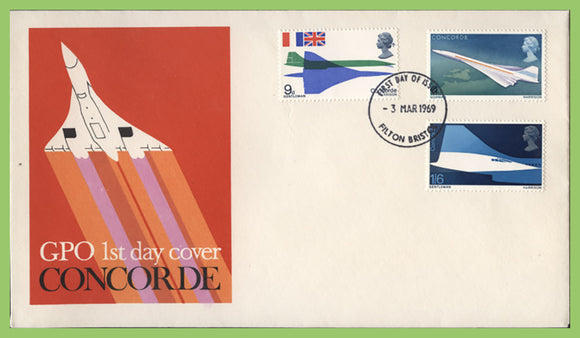 G.B. 1969 Concorde set on u/a GPO First Day Cover, Filton