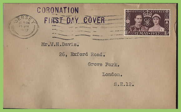 G.B. 1937 KGVI Coronation issue First Day Cover, Jersey