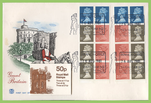 G.B. 1981 50p L & R mirror booklet panes on Stuart First Day Covers, Windsor