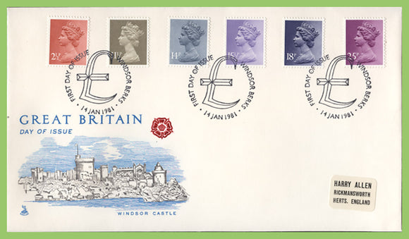 G.B. 1981 definitives on Mercury First Day Cover, Windsor
