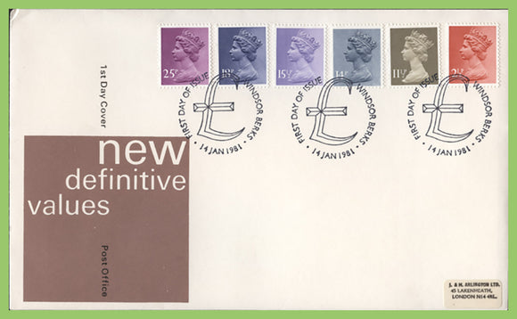 G.B. 1981 definitives on Post Office First Day Cover, Windsor