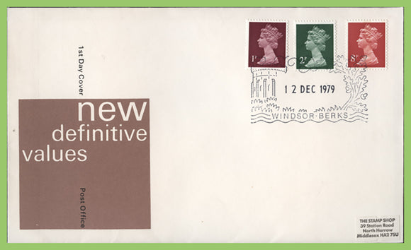 G.B. 1979 1p & 2p PCP & 8p Enschede definitives on Post Office First Day Cover, Windsor