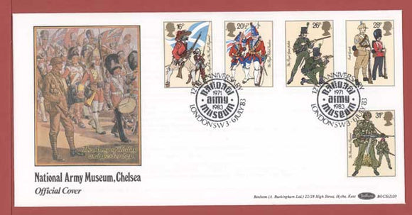 G.B. 1983 British Army set on Benham First Day Cover, Army Museum, London