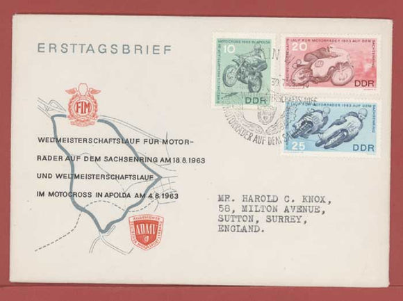 Germany (DDR) 1963 Motor Cycle World Championship First Day Cover