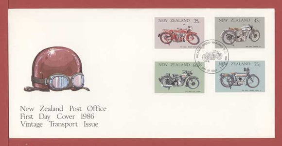 New Zealand - 1986 Vintage Motorcycles set on First Day Cover