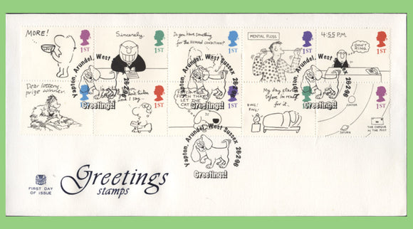 G.B. 1996 Greetings pane on Stuart First Day Cover, Arundel