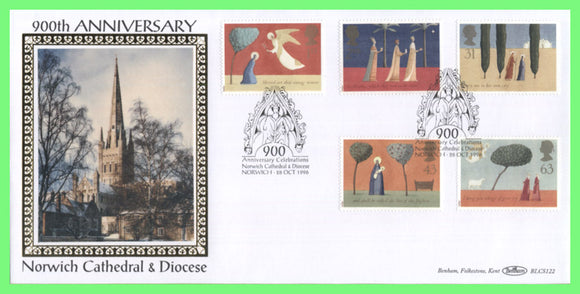 G.B. 1996 Christmas set on Benham First Day Cover, Norwich Cathedral
