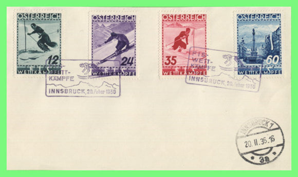 Austria 1936 Winter Olympics set on Cover, with special cancel (FRONT ONLY), Sold as used set