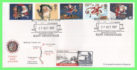 G.B. 1997 Christmas set on Bluebell Railway Letter Fee First Day Cover