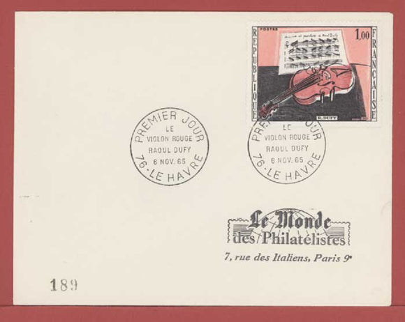 France 1965 The Red Violin (R. Dufy) First Day Cover