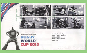 G.B. 2015 Rugby World Cup set on Royal Mail First Day Cover, Tallents House