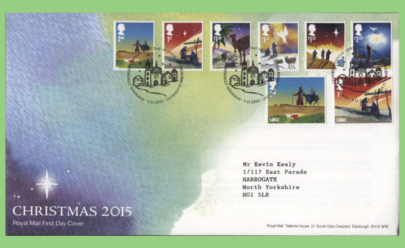 G.B. 2015 Christmas set on Royal Mail First Day Cover, Bethlehem