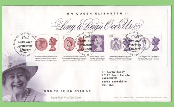 G.B. 2015 'Long to Reign Over us'  mini sheet on Royal Mail First Day Cover, Windsor