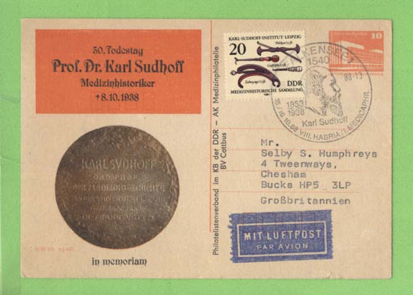 Germany (DDR) 1988 Prof Dr. Karl Sudhoff (Medical Historian) commemorative card