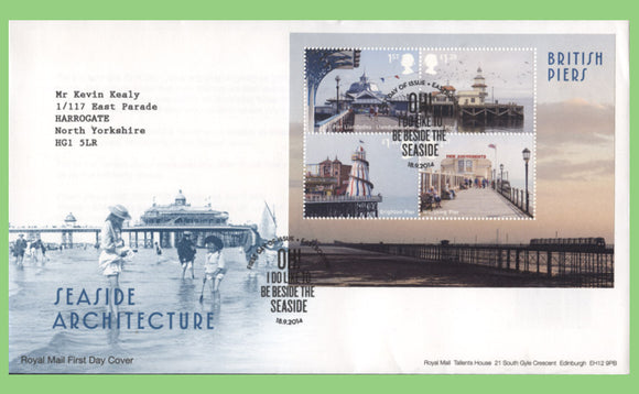 G.B. 2014 Seaside Architecture mini sheet on Royal Mail First Day Cover, Eastbourne