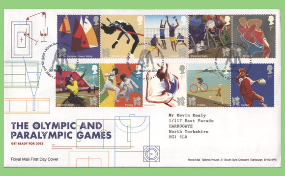 G.B. 2012 Olympic & Paralympic Games set Royal Mail First Day Cover, Tallents House