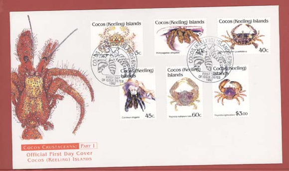 Cocos (Keeling) Island 1992 Crustaceans definitives ( Part 1) First Day Cover