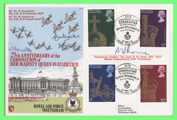 G.B. 1978 Coronation Anniversary set on RAF Wattisham official First Day Cover, BFPS 1953