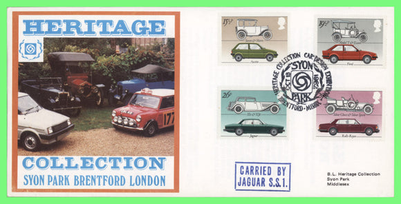 G.B. 1982 British Motor Cars set on Hawkwood First Day Cover, Brentford