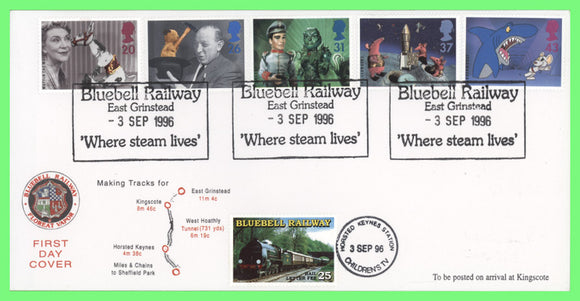 G.B. 1996 Childrens TV set on Bluebell Railway Letter Fee First Day Cover