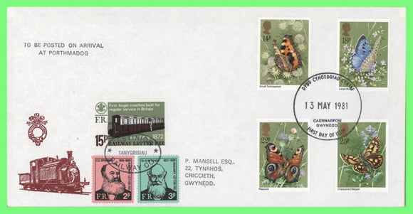 G.B. 1981 Butterflies set on Festiniog Railway Letter Fee First Day Cover