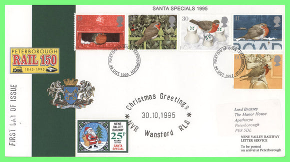 G.B. 1995 Christmas set on Nene Railway Letter Fee First Day Cover