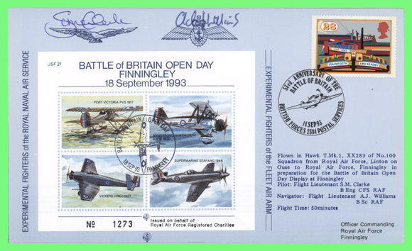 G.B. 1993 RAF Battle of Britain Open Day, Finningley Flown & Signed Cover, JFS21