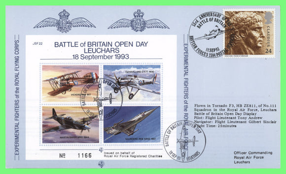 G.B. 1993 RAF Battle of Britain Open Day, Leuchars Flown Cover, JFS22