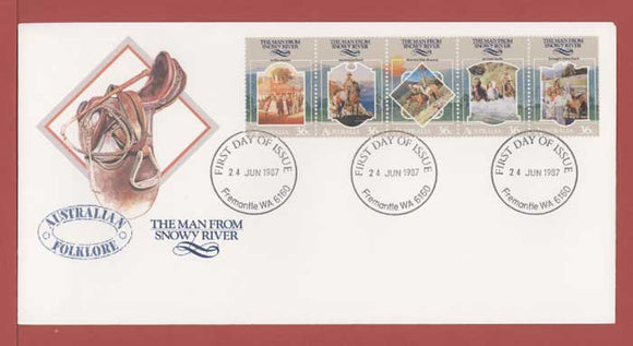 Australia 1987 Folklore, Man from Snowy River set on First Day Cover, Freemantle