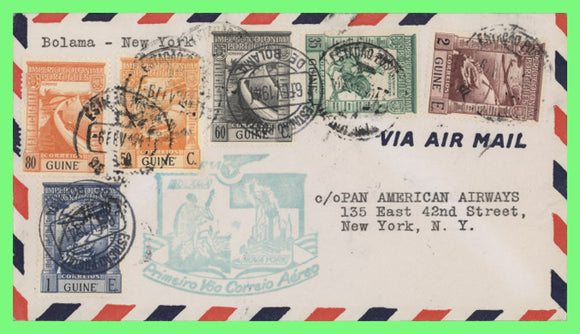 Portuguese Guinee 1941 First Flight cover, Boloma to Trinidad with cachet