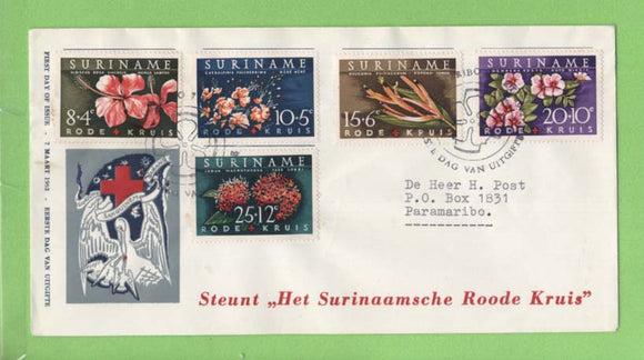 Suriname 1962 Red Cross Fund. Flowers set on First Day Cover