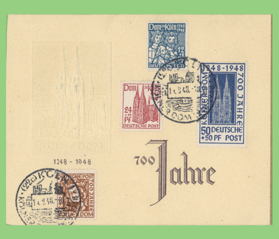 Germany 1948 700th Anniversary of Cologne Cathedral special cancel card