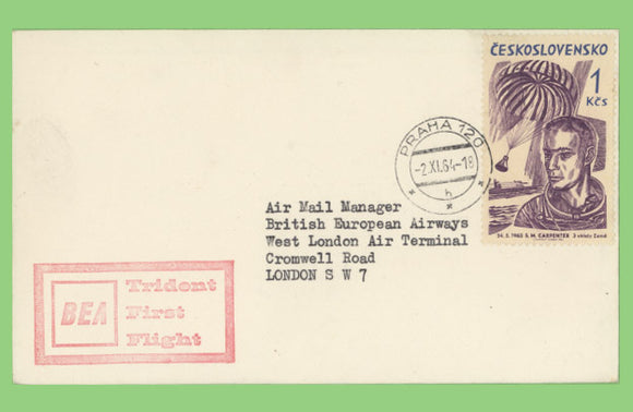 Czechoslovakia 1964 BEA Trident First Flight cachet cover to London