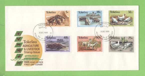 Tokelau 1986 Agricultural Livestock set on First Day Cover