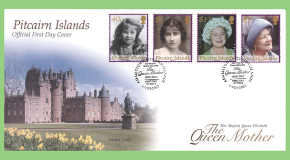 Pitcairn Island 2002 Queen Mother set on First Day Cover