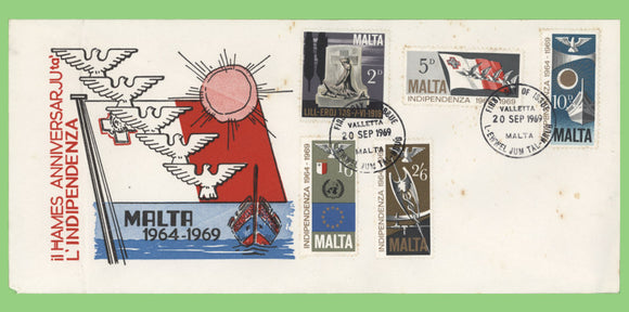 Malta 1969 Independence Anniversary set on First Day Cover, Valletta