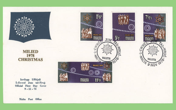 Malta 1978 Christmas set on First Day Cover, Valletta